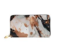YIJIAYUN Women's Fashionable Long Marble Texture Copper Splatter Print Leather Wallet with Large Clip,Card Holder,compartments.