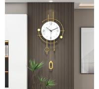 YIJIDECOR Wall Clocks for Living Room Decor Modern Silent Analog Wall Clock | Battery Operated for Kitchen Home Decorative Gold Iron Large Pendulum Clock Wall Decor for Bedroom Office Indoor 13x28inch