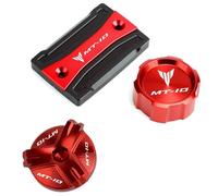 YIJIEBAO Motorcycle Accessories Front Rear Master Brake Fluid Reservoir Cover Fit For Yamaha MT10 MT 10 MT-10 2015-2020 2021 Oil Filler Cap Accessories(A set Red)