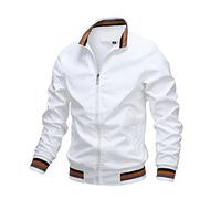 YIJINYVN Men's jacket Men's Casual Bomber Jacket Solid Slim Fit Pilot Baseball Jacket Tops(White,XXS)