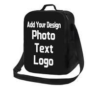 YIJIUWKIS Custom Lunch Box Bag Add Photo Text Name Logo Personalised Insulated Lunch Tote Bag with Adjustable Straps for School Office Work Picnic Travel Gifts for Adults, Teenagers, Students