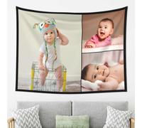 YIJIUWKIS Custom Tapestry 90x60in Personalized Wall Hanging Backdrop Add Your Own 2 to 10 Photos & Text Room Decor, Wedding, Anniversary Birthday Gifts for Women Girls Boys Men, 229x152cm, 3 Images