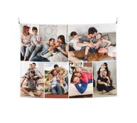 YIJIUWKIS Custom Tapestry Add 2 to 10 Photos & Any Text Personalized Wall Hanging Backdrop Room Decor Party, Wedding, Anniversary Birthday Gifts for Women Girls Boys Men, 29x37in / 73x95cm, 6 Images