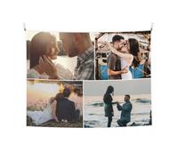 YIJIUWKIS Custom Tapestry Add 2 to 10 Photos & Any Text Personalized Wall Hanging Backdrop Room Decor Party, Wedding, Anniversary Birthday Gifts for Women Girls Boys Men, 29x37in / 73x95cm, 4 Images