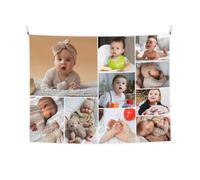 YIJIUWKIS Custom Tapestry Add 2 to 10 Photos & Any Text Personalized Wall Hanging Large Backdrop Room Decoration Wedding, Anniversary Birthday Gifts for Women Girls Boys Men, 80x60in, 10 Images