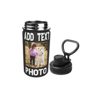 YIJIUWKIS Custom Water Bottles Photo Name Personalised Drink Bottle Insulated Stainless Steel Small Bottle Customised Picture School Travel Sport Office Car Cup Gifts for Women Men Daughter Son, 12oz