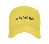 YIJIUWKIS Personalised Baseball Caps Custom Photo Text Logo Adjustable Casual Breathable Summer Hat for School Outdoor Sport Birthday Gifts for Women Men Teenager Girls Boys, Yellow