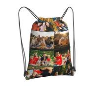 YIJIUWKIS Personalised Drawstring Bag with Zip Pocket 1 to 10 Photos, Text, Logo, Name Custom Gym Bag for Adult Children Customised PE Bag for Sport, Swimming, School Birthday for Her, Him - 8 Images