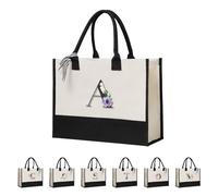 YIJIUWKIS Personalised Initial Canvas Tote Bag Photo Text Name Logo Custom Shopping Bags Present Bag Women, Mum, Bridesmaids, Teachers Picture Gifts for Birthday Wedding Beach Holiday, Letter A