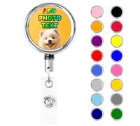 YIJIUWKIS Personalised Retractable Badge Holder with Clip Custom Metal Badge Holder Reel Customised ID Card Holder with with Key Ring Belt for Student, Office, Nurse,Volunteer, Teacher - 1pc