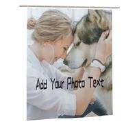 YIJIUWKIS Personalised Shower Curtains with Your Photo Text Custom Bathroom Curtains with 12 Hooks Waterproof Mould Proof Polyester Customised Wet Room Backdrop Decoration, 183x152cm / 72x60in