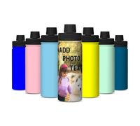 YIJIUWKIS Personalised Water Bottles 500ml Photo Name Logo Custom Insulated Drink Bottle Customised Stainless Steel Cup Bottle for Women Men School Travel Sport Office Gifts, 18oz