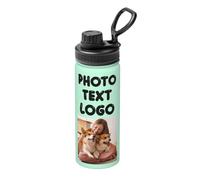 YIJIUWKIS Personalised Water Bottles with Photo Name Logo Custom Insulated Drink Bottle 500ml Customised Stainless Steel Cup Bottle for Women Men School Travel Sport Office Gifts