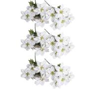YIJOY Artificial Poinsettia Bushes, 4 Pack 7 Heads Silk Fabric Christmas White Poinsettia Bouquet Fake Poinsettias for Xmas, 35cm/13.8in