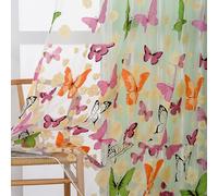 YiJPXinADZ 100x200cm Butterfly Pattern Sheer Voile Tulle Window Curtain, for Living Room, Bedroom & Coffee Shop - Floral Embroidery Net Curtain