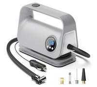YIJU Tire Inflator Portable Air Compressor Tire Air Pump for Car Tires - Car Accessories, 12V DC Auto Pump with Digital Pressure Gauge, Emergency LED Light for Motorcycle, Bike,Gray