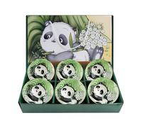 YIK TUNG Ceramic Rice Bowl, Panda Style Serving Bowls Set of 6, Porcelain Cereal Bowl, Dinnerware Gift Set for Rice, Soup,Dessert,Snack,Fruit,Salsa,Ice Cream, Microwave Dishwasher Safe