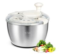 YIK TUNG Salad Spinner, 4.8 litres, Stainless Steel, Transparent Lid, Non-Slip Base