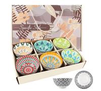 YIK TUNG Set of 6 10oz Ceramic Rice Bowls Gift,4.6''Small Dessert Bowls for Cereal,Snack (Colorful)