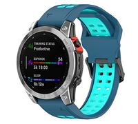 Yikamosi Compatible with Garmin Fenix 7S bracelet, 20 mm dual colour quick release soft silicone rust-proof metal clasp replacement straps compatible with Garmin Fenix 7S/6S/5S, blue/mint