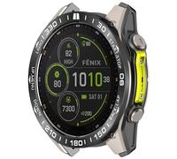 Yikamosi Stainless Steel Bezel Ring Compatible with Garmin Fenix 8 47MM SOLAR,Bezel Ring Adhesive Cover Anti Scratch & Collision Protector for Fenix 8 Accessory,Black/White