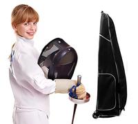 YIKANLIA Fencing Draw-bar Wheel Bag for Epee Saber and Foil - Sword Bag Trolley Case for Fencing Suit and Mask - Junior Fencing Equipment Bag Waterproof Epee Bag 1680D Oxford Material,black