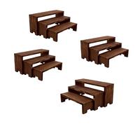 Yikaroeli Display Wood Risers Wooden Stand 3 Tier 4 Set 12 Pieces Tiered Desert Wooden Stands Decorative Rectangular Display Cupcake Stands Cologne Perfume Racks(Brown)