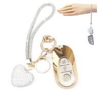 YIKECASE Key Fob Cover with Diamond Heart Keychain Car Key Holder Case Compatible with 2020-2022 Benz S-Class G-Class E-Class Smart Remote Key Protector for Women, 3 Buttons (White-Wrist Rope)