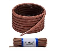 YIKEDA Boot Laces 120cm Brown Cotton Shoelaces - Strong Round Boot & Working/Hiking/Trekking Boots