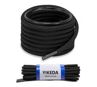 YIKEDA Cotton Laces 120cm Black Strong Round Shoelaces for Working, Hiking, Trekking Boots