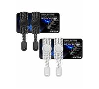 YIKEDA Elastic Laces 2 Pairs of Reflective Elastic Shoelaces for Adults / Kids No Tie Elastic Lock Shoe laces Suitable for Sneakers Hiking Shoes Board Shoes Casual Shoes Boots (Black+White), One Size