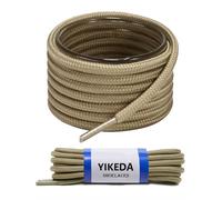 YIKEDA Khaki Cotton Boot Laces - 120cm Strong Round Shoe Laces for Working, Hiking & Trekking Boots