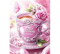 Yikenjoy Diamond Art Kits for Adults Coffee Cup Morning Tea, 5D Diamond Painting Kit for Beginner Full Drill DIY Diamond Art Relaxing Fun Wall Decor Gift for Family/Friend 16 x 12 Inch