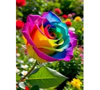 Yikenjoy Roses Diamond Painting for Adults - 5D Diamond Painting Kit for Beginner, Full Drill DIY Rainbow Rose Diamond Art, Relaxing & Fun Diamond Art Kits for Adults, Wall Decor 16 x 12 in