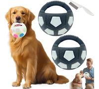 Yikeyuan The Mellow Dog Calming Ball, The Mellow Dog Calming With Handle, Durable, Chew-Resistant Pet Dogs Football Shape Toy Creaking, Chew/Interactive Toss And Fetch Play For Outdoor Games (2pcs-2)