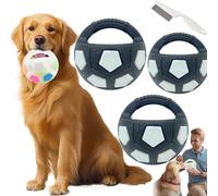 Yikeyuan The Mellow Dog Calming Ball, The Mellow Dog Calming With Handle, Durable, Chew-Resistant Pet Dogs Football Shape Toy Creaking, Chew/Interactive Toss And Fetch Play For Outdoor Games (3pcs-2)