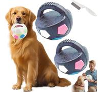 Yikeyuan The Mellow Dog Calming Ball, The Mellow Dog Calming With Handle, Durable, Chew-Resistant Pet Dogs Football Shape Toy Creaking, Chew/Interactive Toss And Fetch Play For Outdoor Games (2pcs-3)