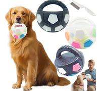 Yikeyuan The Mellow Dog Calming Ball, The Mellow Dog Calming With Handle, Durable, Chew-Resistant Pet Dogs Football Shape Toy Creaking, Chew/Interactive Toss And Fetch Play For Outdoor Games (3pcs-4)