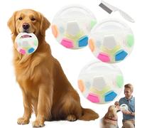 Yikeyuan The Mellow Dog Calming Ball, The Mellow Dog Calming With Handle, Durable, Chew-Resistant Pet Dogs Football Shape Toy Creaking, Chew/Interactive Toss And Fetch Play For Outdoor Games (3pcs-1)