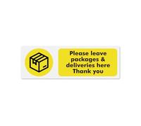 YIKIADA 10 Pack Please Leave Packages & Deliveries Here Thank You Sticker 300×100mm Vinyl Removable Weatherproof Self Adhesive UV Protection Decal for Home Office Outdoor Indoor
