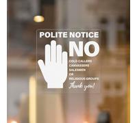 YIKIADA 10 Pack Polite Notice No Cold Callers Canvassers Salesmen Religious groups Sticker 150 x 150 mm Reverse Vinyl Waterproof UV Protected Durable Decal for Front Door Window