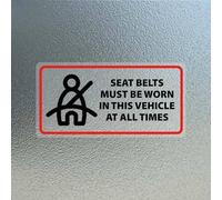 YIKIADA 10 Pack Seat Belts Must Be Worn in This Vehicle at All Times Sticker 100 × 50 mm Caution Warning Safety Sign Self Adhesive Vinyl Waterproof Decal for Car Taxi Truck Business Window