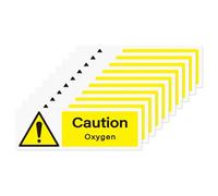 YIKIADA 10 PCS Caution Oxygen Stickers Vinyl 15 × 5 cm Self-Adhesive Safety Signs Waterproof Medical Oxygen Stored Inside Decals for Hospitals Door Window