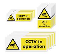 YIKIADA 15 Pack CCTV in Operation Sticker in Various Shapes and Sizes Vinyl Removable Waterproof Self Adhesive Decal for Home Office Outdoor Indoor