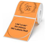 YIKIADA 180 PCS Orange Thermal Labels 50 mm Vinyl Round M110/T50M Stickers | Waterproof, Self adhesive, Removable, Writable, BPA-free, Printable tag for price spice jar, Compatible with M120/M220/T80
