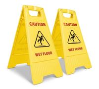 YIKIADA 2 Pack Caution Wet Floor Sign Foldable A-Frame Warning Signs 24 x 12 Inches Bright Yellow Sturdy Safety Signs for Commercial Use