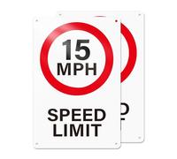 YIKIADA 2 PCS 15 MPH Speed Limit Sign 200 x 300 mm Aluminum Safety Metal Reflective Road Signals for Driveway Home Fence Wall Gate Outdoor