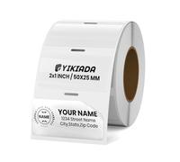 YIKIADA 300 PCS Clear Thermal Labels Vinyl 25 × 50 mm Self-Adhesive Rectangular Stickers Roll Waterproof Printer Name Tags Removable Package Seal Decals for Code Envelope Office Retail Home