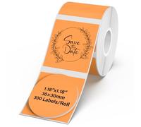 YIKIADA 300 PCS Orange Thermal Labels 30 mm Vinyl Round M110/T50M Stickers | Waterproof, Self adhesive, Removable, Writable, BPA-free, Printable tag for price spice jar, Compatible with M120/M220/T80