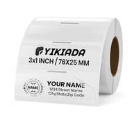 YIKIADA 300 PCS Transparent Thermal Labels 25 × 76 mm Vinyl Self-Adhesive Clear Rectangular Stickers Roll Waterproof Printer Direct Decals Removable Package Seal for Barcode Envelope Shipping Retail